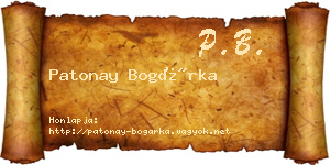 Patonay Bogárka névjegykártya